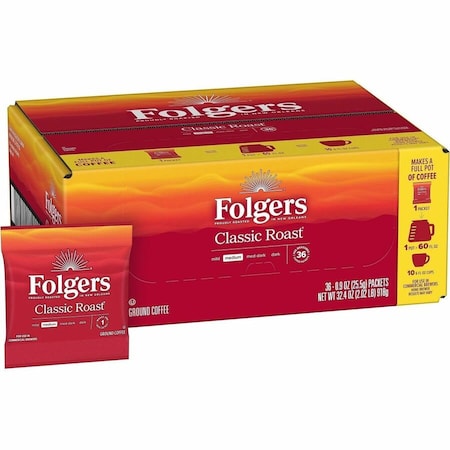 Folgers Coffee Classic Roast, Fraction Pack, Regular, 36 PK 06125