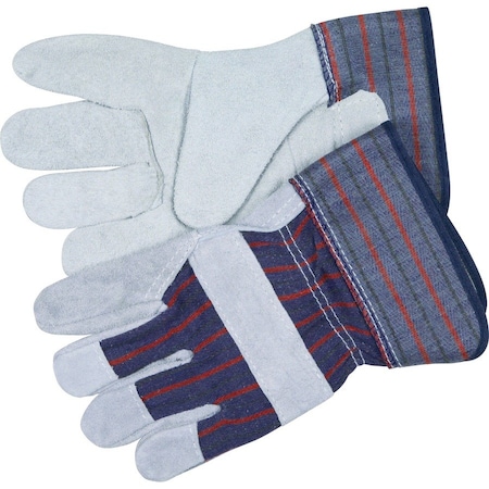 Mcr Safety Leather Palm Economy Safety Gloves, Blue, PR MCSCRW12010L