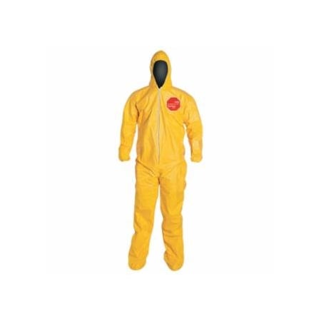 Dupont Tychem 2000 Coverall, Serged Seams, Attached Hood and Socks, Elastic Wrists, Zipper Front, 12PK 251-QC122S-4XL
