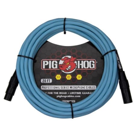 Galaga Pig Hog  20 ft. Hex Series Microphone Cable, Daphne Blue PHMH20DB