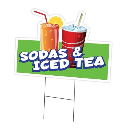 Signmission Sodas & Iced Tea Die Cut Yard & Stake outdoor plastic coroplast window, C-DC-1824-Sodas & Iced Tea19 C-DC-1824-Sodas & Iced Tea19