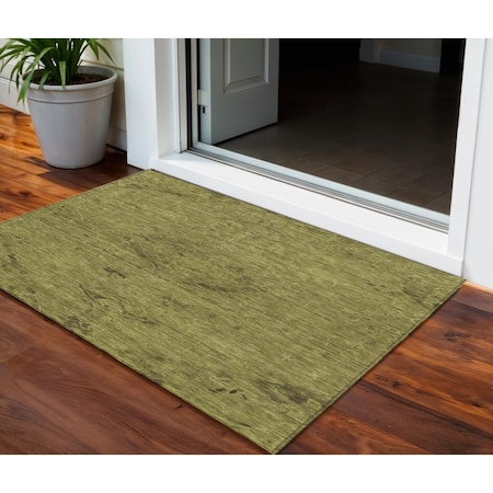 Homeroots 3' X 5' Olive Green And Brown Floral Washable Indoor Outdoor Area Rug 604234