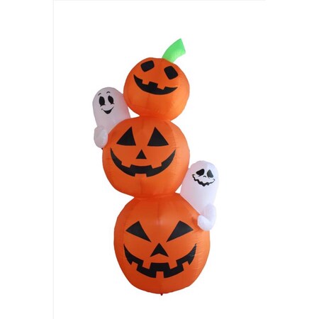 A Holiday Co 14 ft. LED Prelit Pumpkin Stack w/Ghosts Inflatable HL23090-420