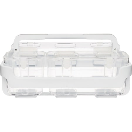 Deflecto Stackable Caddy Organizer with S, M and L Containers, White Caddy, Clear Containers 29003