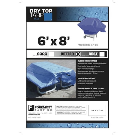 Fgi 6' x 8' Foremost 00068 Blue Dry Top 7-Mil Full Size Tarp 00057