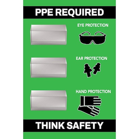 Visual Workplace PPE Shadow Board, Green, 24 in H 30-1910-3624-P11403