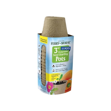 Nk Seed Starting Peat Pot 15 Cells 3in H X 3in W X 3in L Brown, 15PK FR312B