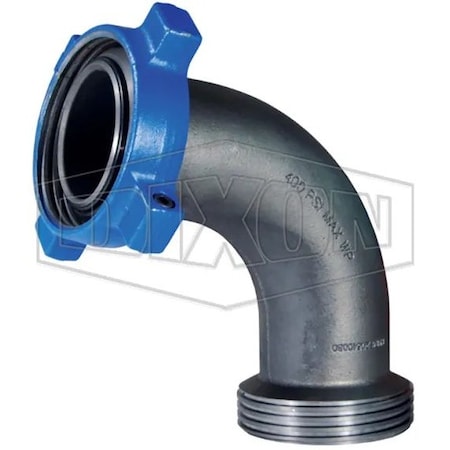 Dixon FIG 206 1 pc Elbow Adapter, 4 in Nominal, Male Hammer Union x Female Hammer Union, 150 lb, Ductile I HUMF20640080