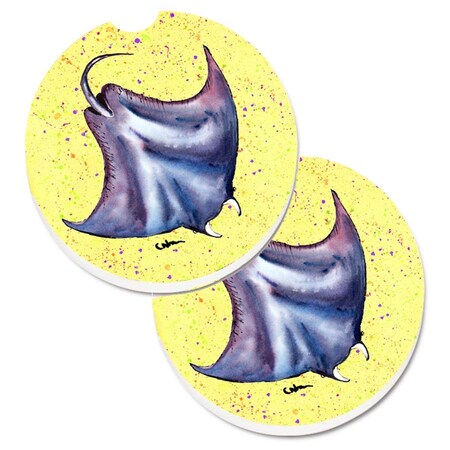 Carolines Treasures Stingray on Yellow Cup Holder Car Coaster, PK2 8531CARC