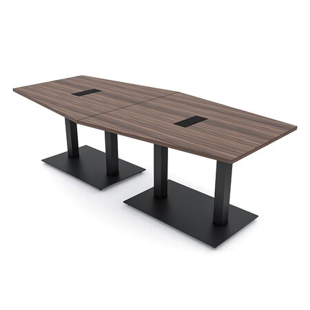 Skutchi Designs Hexagon Conference Table With Power Unit, 48 in W, 96 in L, Brown HAR-HEX.IR-48X96-DOU.BK-H3041-EBLK