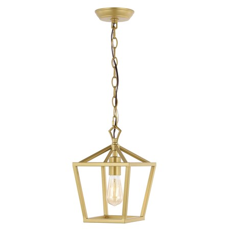 Jonathan Y Pagoda 8" 1-Light Classic Traditional Metal Cage Lantern LED Pendant, Gold Painting JYL7618B