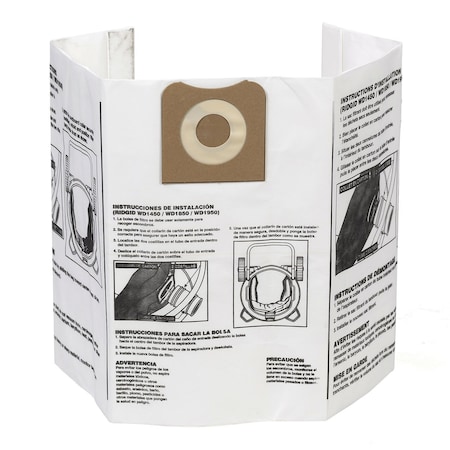 Ridgid Bag Filter, Wet/Dry, 12 to 16 gal., PK2 23743