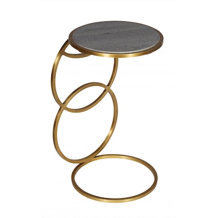 Homeroots 21" Gold And Gray Marble And Iron Round End Table 488550