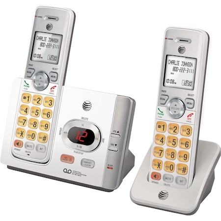 At&T Cordless Phone, w/2 Handsets, 5-3/5"x3-2/5"x5-3/5", Silver ATTEL52215