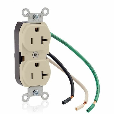 Leviton Duplex Outlet, Ivory 20A, 125V, TR 5340-I