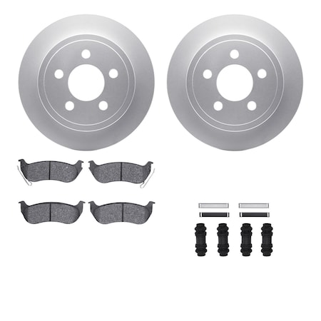 Dynamic Friction Co DFC GEOSPEC Coated Rotors with 5000 Brake Pads - Ceramic and Hardware 4512-42084