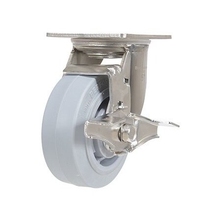 Vestil Thermoplastic Rubber Swivel With Brake Caster 5 In. Diameter x 2 In. Width 500 lb Gray CST-E-SS-5X2TPR-SWB