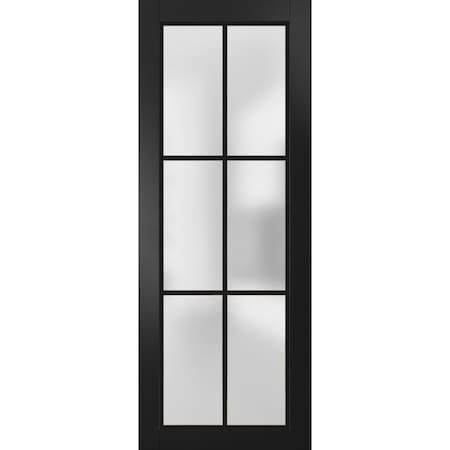 Sartodoors Slab Barn Door Panel Frosted Glass Lite Planum 2122 Black 36x96 Solid Core Modern Interior PLANUM2122S-BLK-36 x 96
