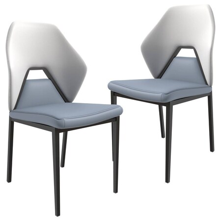 Leisuremod Eclat Modern Leather Dining Side Chair with Iron Legs in Grey, 2PK EC50GR2