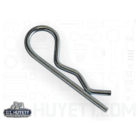 Huyett Bridge Pin, Zinc Plated Spring Steel, 0.120 in Wire Dia x 2.375 in L x Fits 1/2 in to 9/16 in Shaft BP-0008