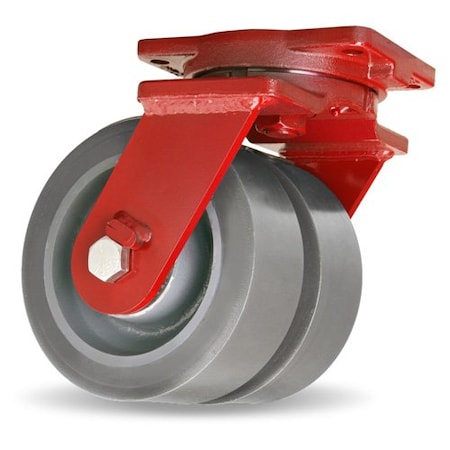 Hamilton Extra Heavy Duty Dual-Wheel Swivel Caster, 8" x 3" DuraGlide Wheel 1" thick Polyurethane Wheels S-EHD2-83GB95
