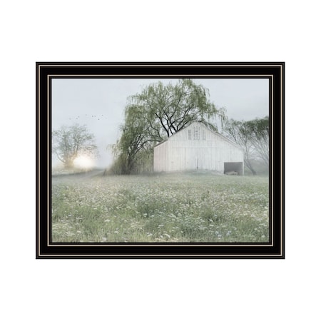 Homeroots Green Country Morning Black Framed Print Wall Art 530030