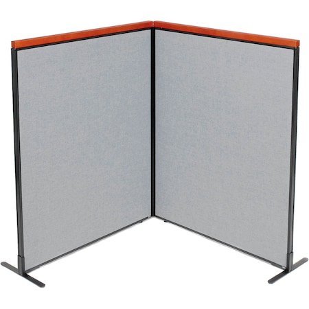 Global Industrial Interion Deluxe Freestanding 2-Panel Corner Room Divider, 48-1/4"W x 61-1/2"H Panels, Gray 695076GY