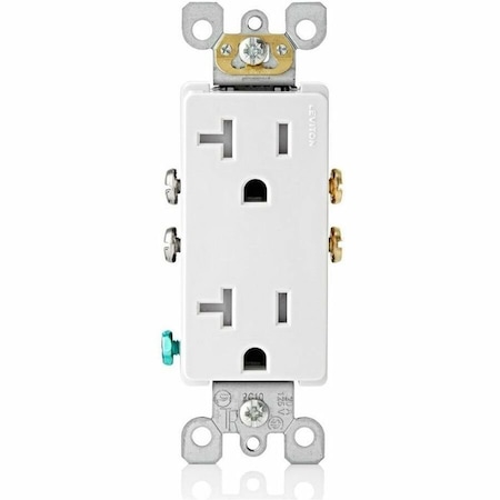 Leviton Residential Grade Decora Receptacle, 20 Amp, 125 Volt T5825-W