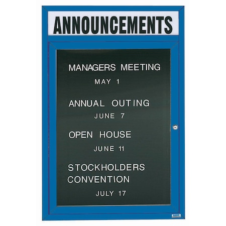 Aarco Outdoor Enclosed Directory w/ Al Frame Header, Powder Coated Blue, 48''Hx36''W OADC4836HB