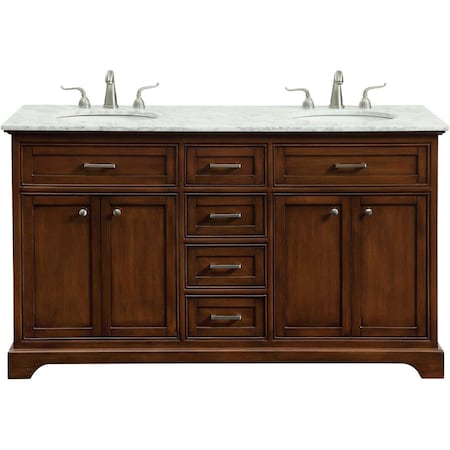 Elegant Decor 60 in. Double Bathroom Vanity Set, Teak VF15060DTK