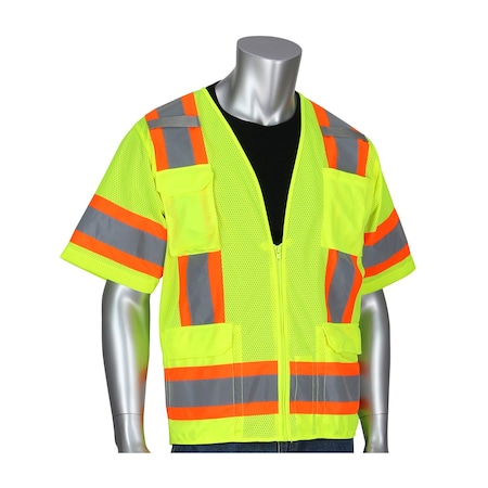 Pip ANSI Type R Class 3 Two-Tone Eleven Pocket Mesh Surveyors Vest 303-0500M-LY/L