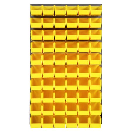 Quantum Storage Systems 36X61 GRAY LOUVERED PANEL WITH BINS YELLOW QLP-3661-230-60YL