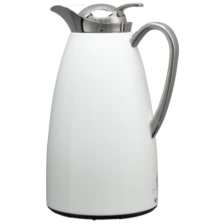 Service Ideas Classy Carafe, Vacuum Insulated Carafe, Stainless Vacuum, 1 Liter, White CJZS1WHT