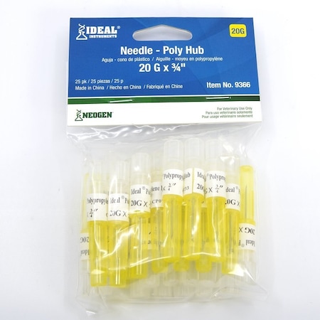 Neogen Needle, 20 ga, 3/4 in L, 25PK 9366