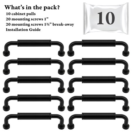 Designperfect 3 3/4'' Center-to-Center Barrel Pull, 10PK DPA10T963BLK