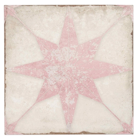 Faenza 8x8 White Pink Porcelain Square Motif Wall and Floor Tile (6.46 sq ft/case), 15PK
