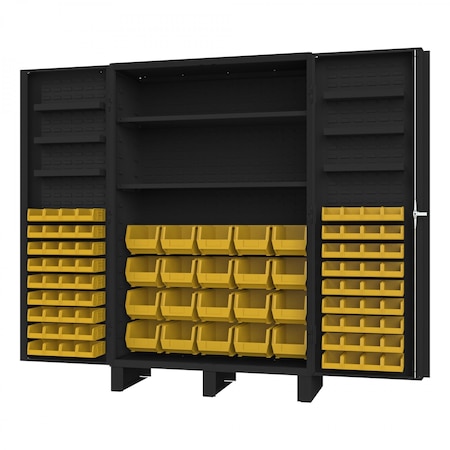 Durham Mfg Cabinet, 2 Shelves, 84 Yellow Bins DCL48-842S6DS-08T