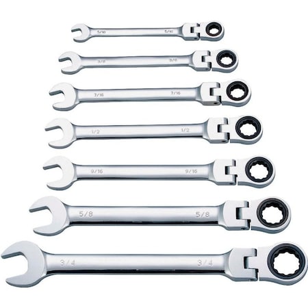 Vulcan Wrench Set, 7-Piece, Chrome Vanadium Steel, Mirror Polish, Silver, Specifications: Metric FPG7M