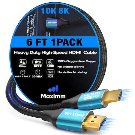Maximm 6ft 8K 60Hz 48Gbps HDMI 2.1 Braided Cable, Blue KIT-8K-HDMI-6FT-BL1PK