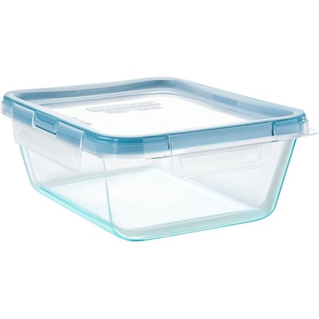 Snapware Storage Container, 64 oz Capacity, Glass, Clear, 7-1/4 in L, 9.13 in W, 3-1/2 in H 1126786