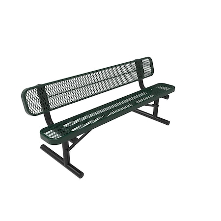 Mytcoat 6ft Outdoor Bench with Back, Portable, Green, Expanded Metal, Textured Coating 804177