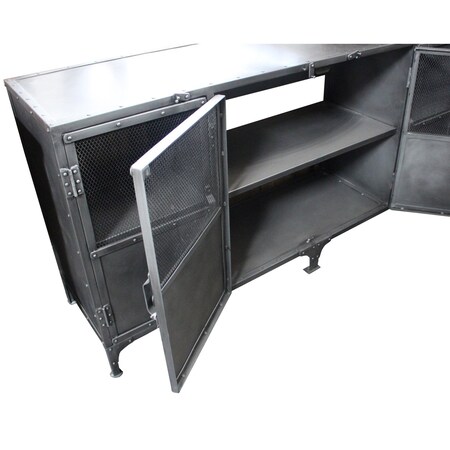 Homeroots 72in Dark Gray Metal Enclosed Storage TV Stand 489501