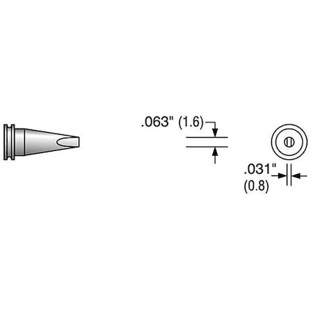 Plato Solder Tip, Chisel, 0.063 In/1.6 mm MS-3200