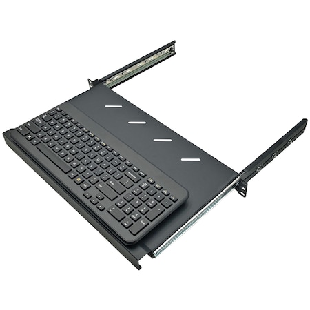 Electriduct 1U Sliding Rackmount Keyboard Shelf Tray, 2 Post, 19in Format, 10.6in Deep, Dark Gray, 1 Piece QWM-ED-KBT-3R-1U-270D
