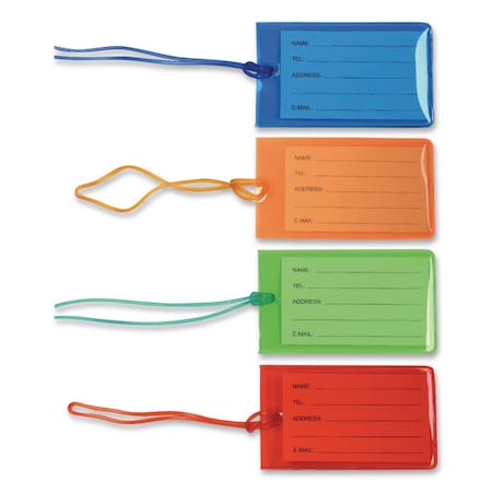 Excello Global Products Luggage Tags 4.1 x 2.3, PVC, Assorted Colors, 4PK SPLS-TRVL-0002