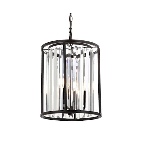 Jonathan Y Bevin 12" Metal/Crystal LED Pendant, Oil Rubbed Bronze JYL9055A