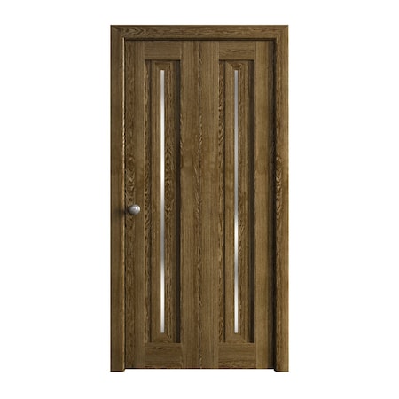 Sartodoors Sliding Closet Bi-fold Doors 64 x 80 inches, Ego 5014 Marble Oak, Sturdy Tracks Moldings Trims Har EGO5014BF-DMR-64x80 (2* 32x80)