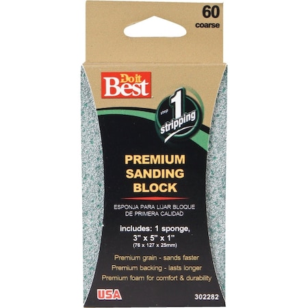 Do It Best Premium 3'' x 5'' x 1'' 60 Grit Coarse Sanding Sponge 7361004