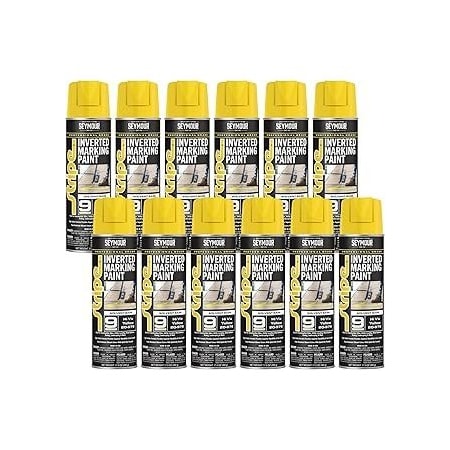 Seymour Midwest Stripe 9-Series Inverted Ground Marking Paint, Hi Viz Yellow net 17oz., 12PK 20976