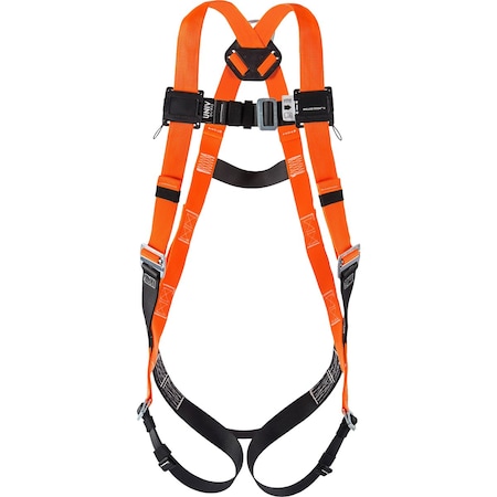 Miller Non-Stretch Full-Body Harness w/Hi-Viz Webbing, 5 Points of Adjustment, Back D-Ring, Mating Chest Buck T4000/XXLAK
